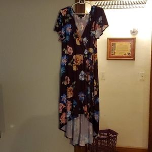 High Low Floral Faux Wrap Dress